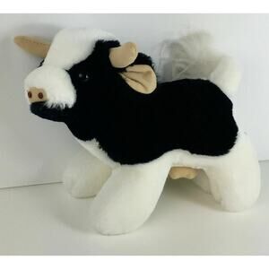 Vintage Mary Meyer Cow Plush with Tan Horns Farm Animal 9"